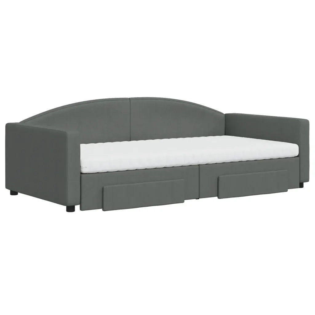 Divano Letto Estraibile Cassetti Grigio Scuro 100x200cm Tessuto 3197248