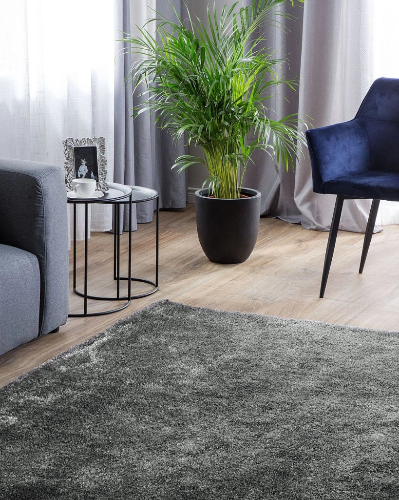 Tappeto Shaggy Grigio Scuro 200 x 300 cm Moderno Tappeto Rettangolare Trapuntato a Pelo Lungo