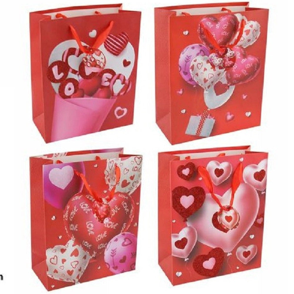 Trade Shop - Set 6pz Buste Regalo San Valentino Cuori 30 X 40 X 12 Cm 69874 Modelli Assortiti -