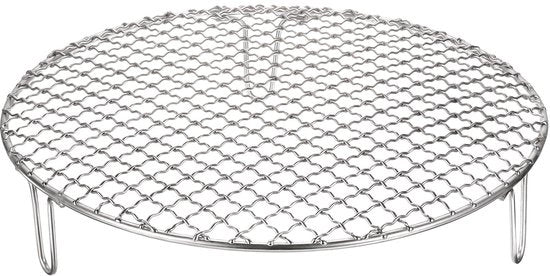Griglia Rotonda in Acciaio Inossidabile 10,4 Pollici con Zampe da 50 mm per Grigliare, Cuocere, Stufare e BBQ