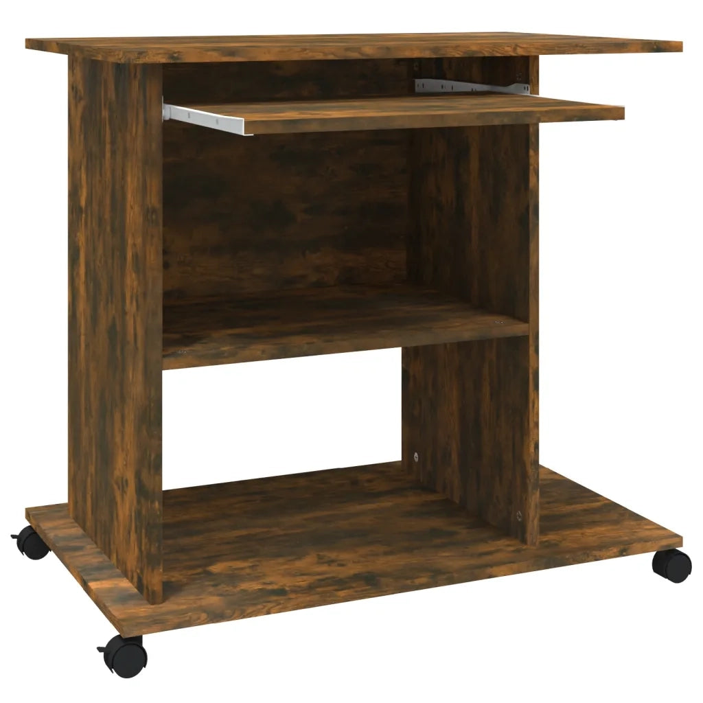 Scrivania | Tavolo da Ufficio per Computer Rovere Fumo 80x50x75cm Legno Multistrato
