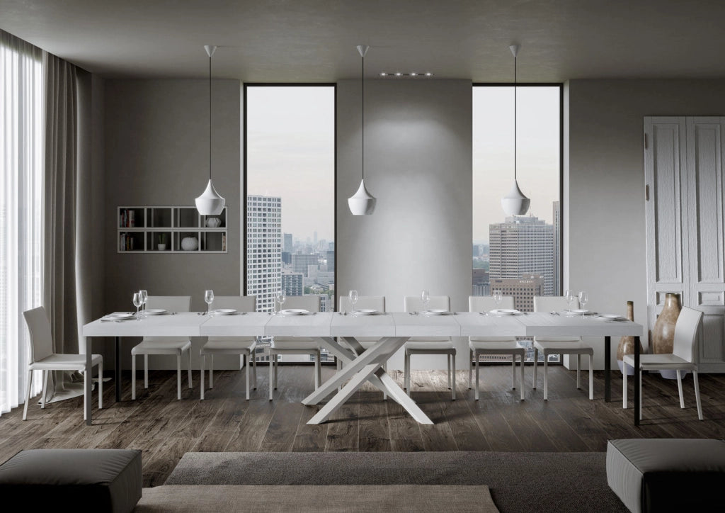 Tavolo Allungabile 200-460x90x77 cm Volantis Premium Bianco Frassino Telaio Bianco
