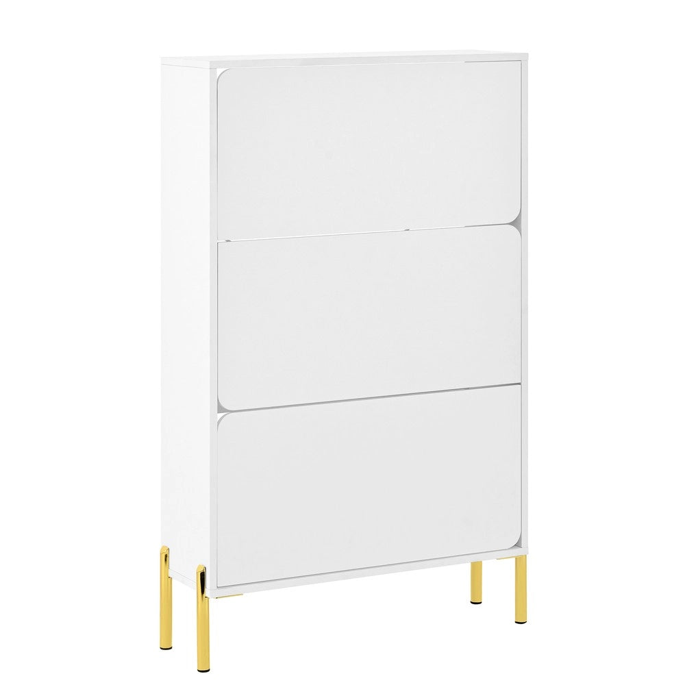 Scarpiera 3 Ante ¨C MINIMAL ¨C Bianco, Gambe Dorate, Ingresso