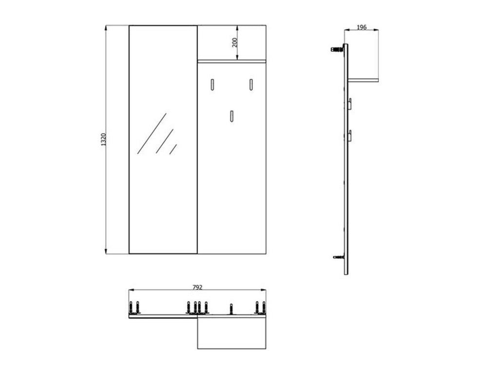 Lanze, Mobile da Ingresso Specchio Incluso, 79x19.5x132h cm Marrone Rovere Nodi