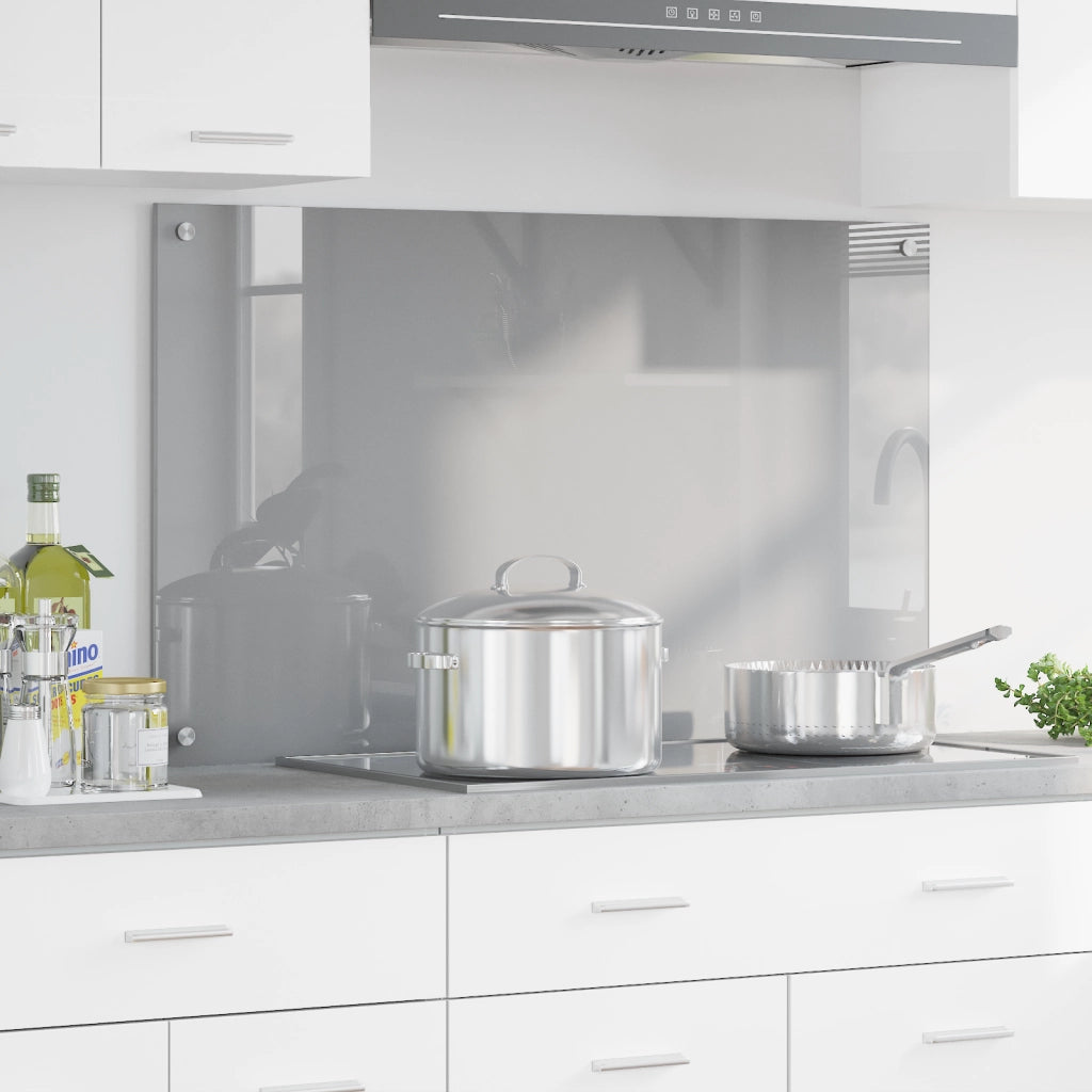 Paraspigolo Cucina Grigio Chiaro 100x60x0,6 cm Vetro Temperato