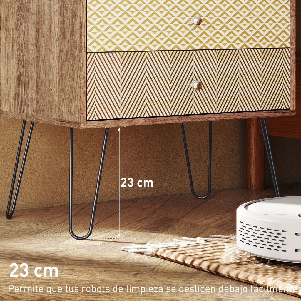 Cassettiera con 4 cassetti ¨C Xylo ¨C Gambe a forcina in acciaio stile bohemien multicolore 60x39x86 cm
