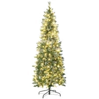 Albero di Natale 180cm Innevato con 240 Luci LED e 618 Rami con Base in Acciaio