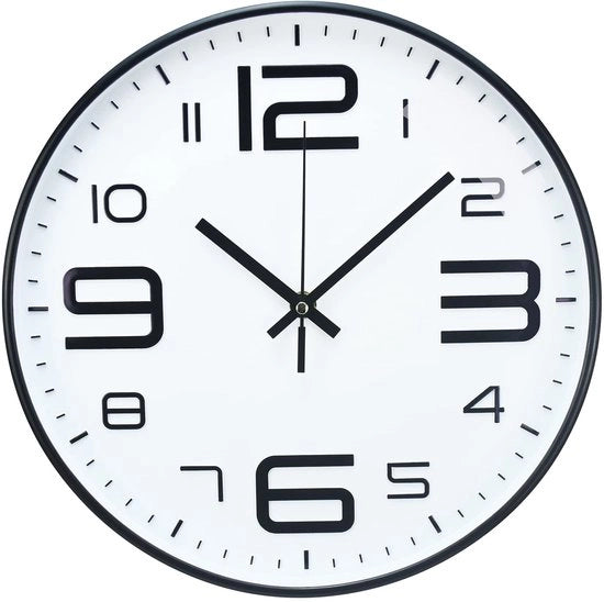 Orologio da Parete Silenzioso 30cm con Cifra a Cristallo Moderno, per Sala da Pranzo Camera da Bambini Cucina Esterno (Bianco-3D)