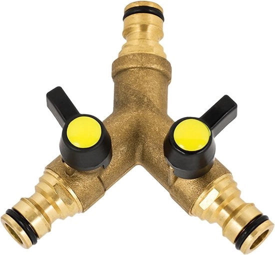 Distributore Y per irrigazione con 3 connettori da 1/2 pollice - Connettore Y per tubi con valvola di chiusura - Irrigazione per giardino e annaffiatoi