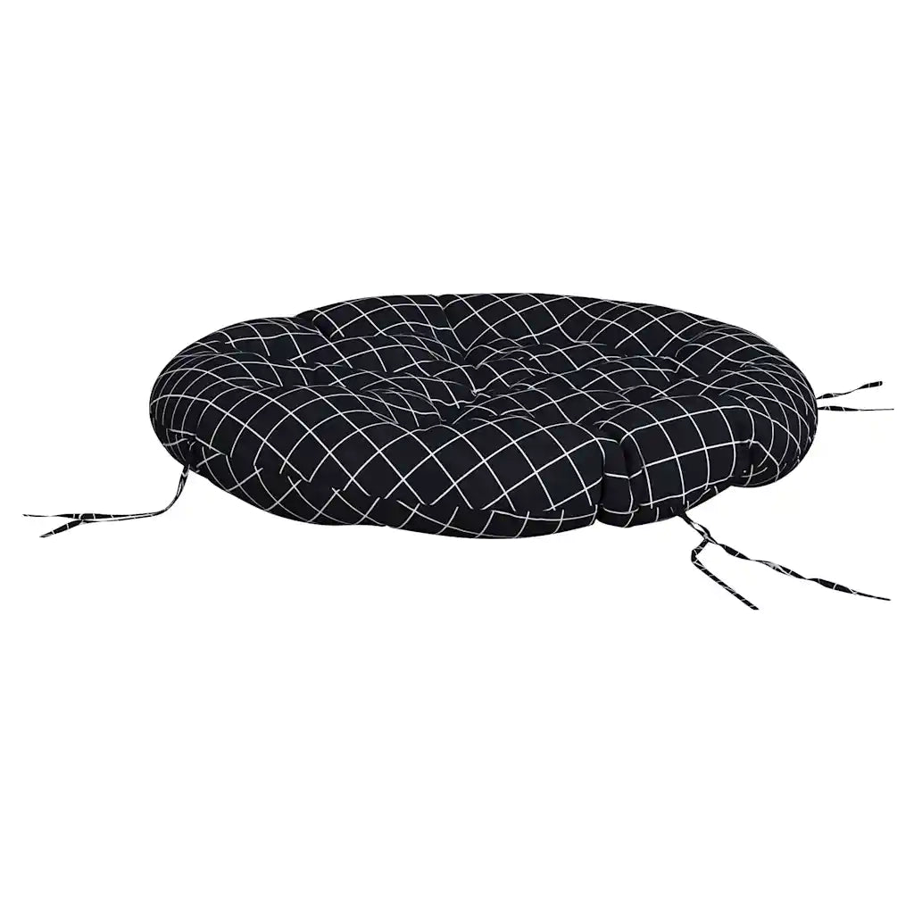 Cuscino Rotondo Nero Motivo a Quadri Ø 100x11 cm Tessuto Oxford 361978