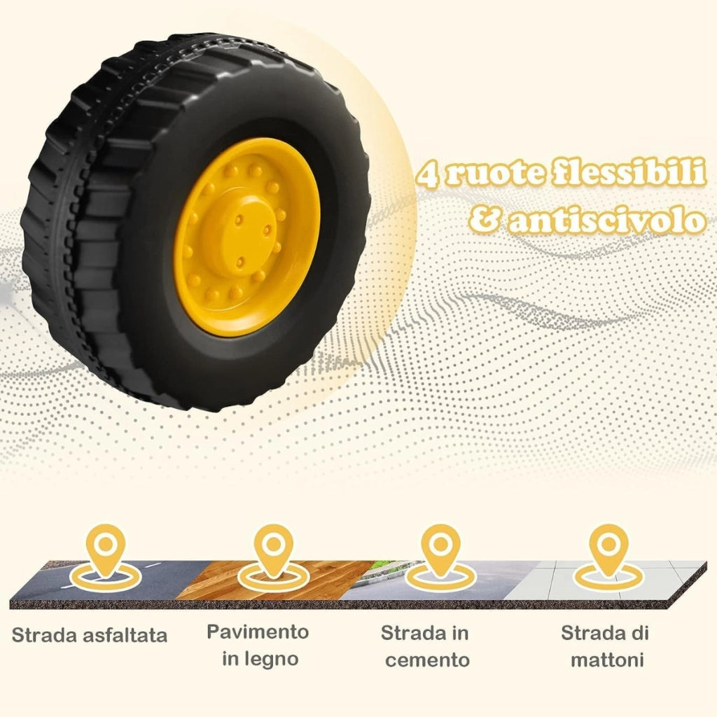 Escavatore per Bambini, Ruspa Giocattolo Cavalcabile con Benna Regolabile, Clacson e Spazio di Archiviazione Nascosto, P
