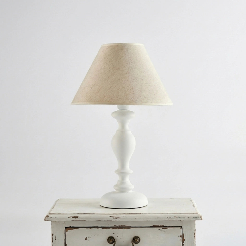 Lampada Da Tavolo Shabby Chic Cascina Bianco 1 Luce E27
