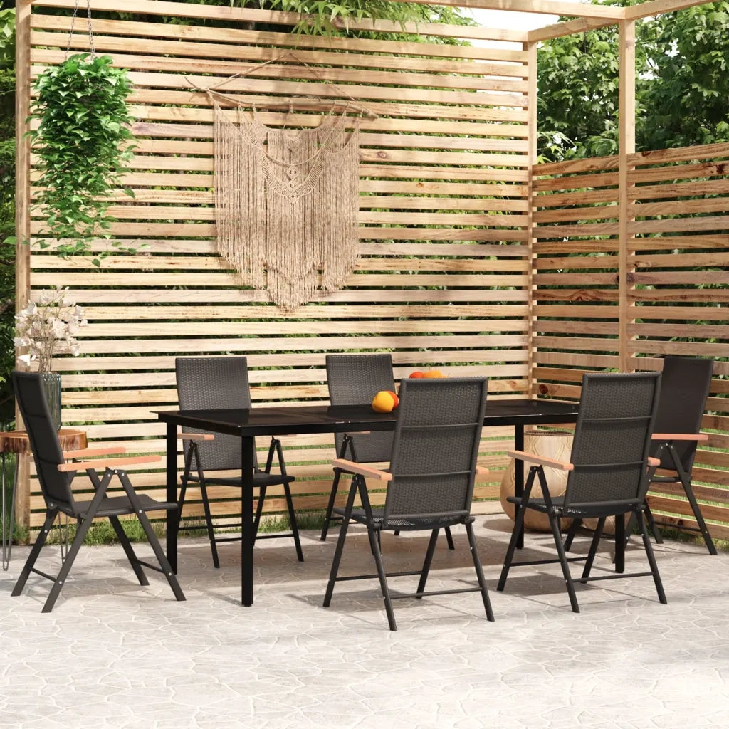 Set Mobili da Pranzo per Giardino 7 pz Nero cod mxl 41292