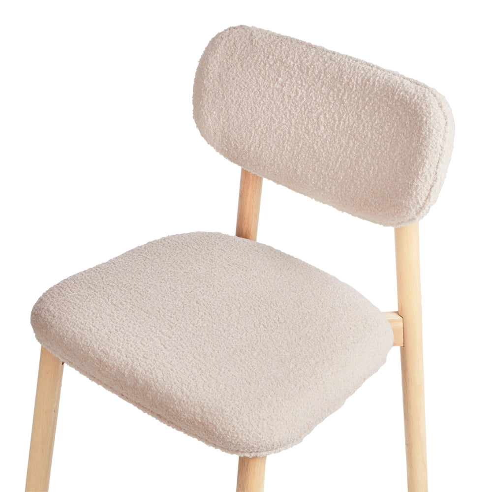 Set di 2 sedie da pranzo con struttura in legno di gomma boucle marrone chiaro e beige Seduta e schienale imbottiti Sala da pranzo Cucina