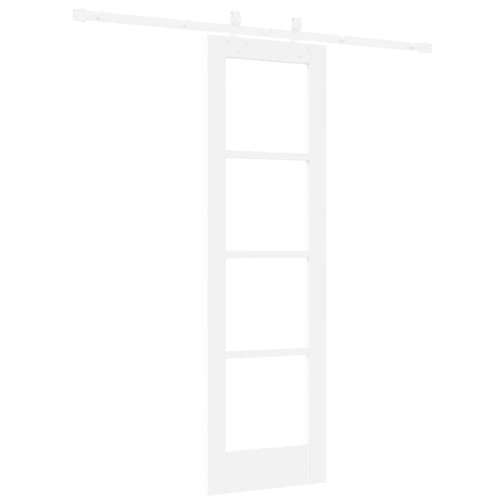 Set di Porta Scorrevole  con Kit Bianco 61x198.5 cm in Legno Massello Pino