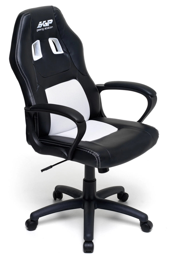 Sedia da Gaming Ergonomica 62x60x113 cm in Similpelle Nero e Bianca