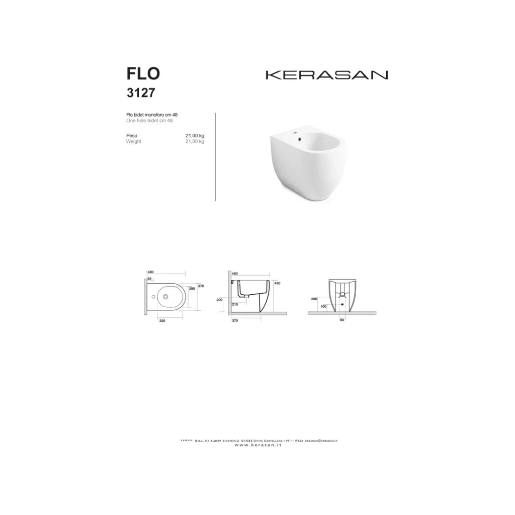 Bidet Da Terra Kerasan Bianco Lucido "Flo 48"