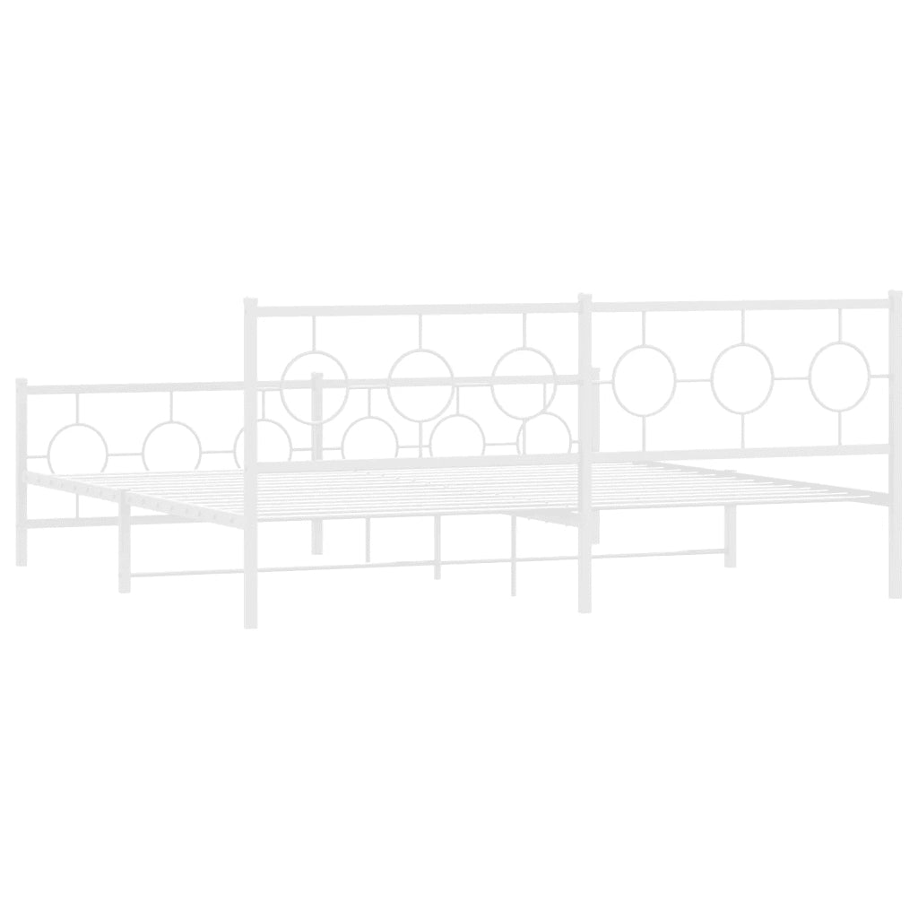 Giroletto con Testiera e Pediera Metallo Bianco 200x200 cm