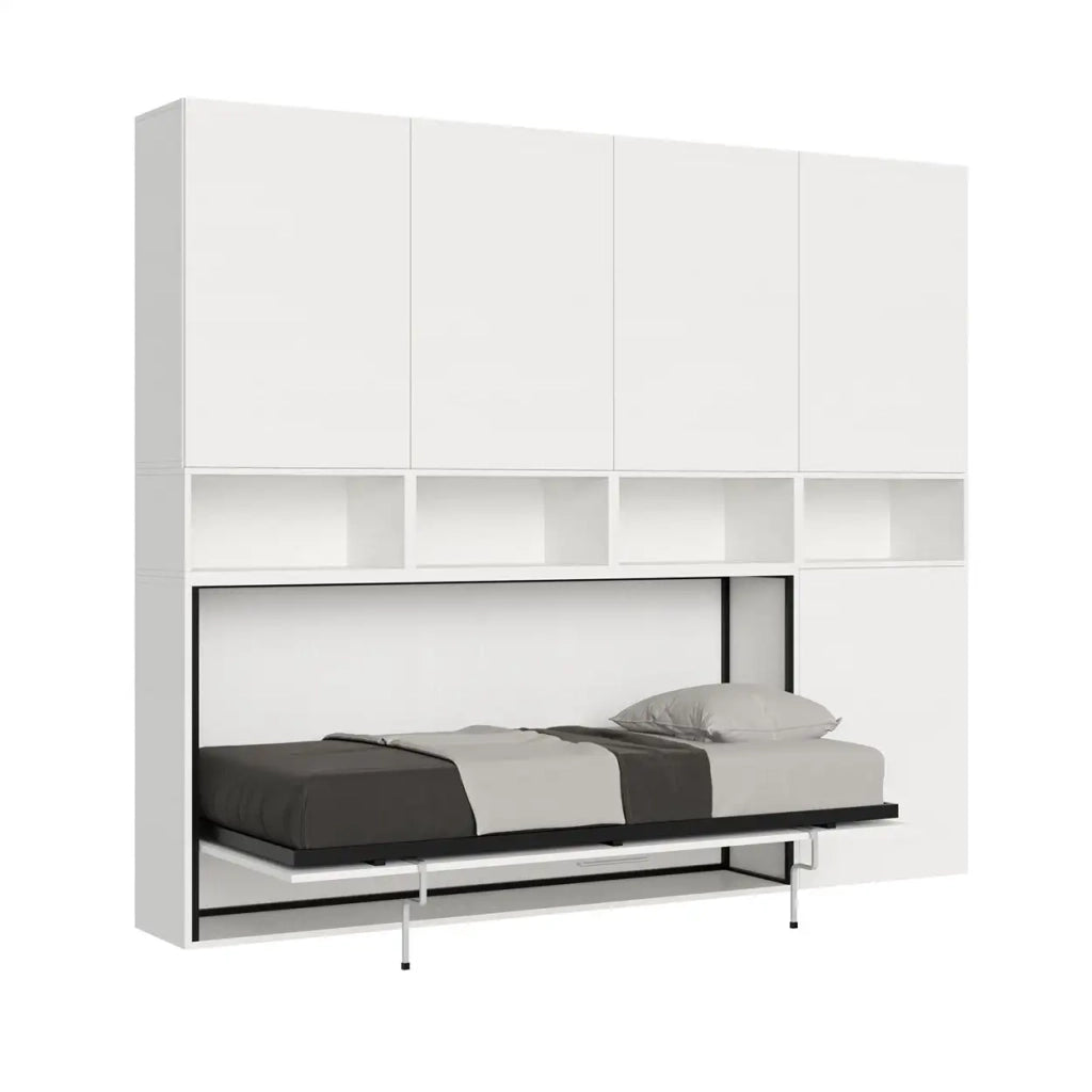 Letto singolo a scomparsa Kando comp.B con materasso bianco frassino