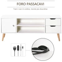 Mobile TV Moderno in Legno Bianco, Mobile Porta TV di Design per TV Max. 50" 120x28x44cm