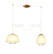SOSPENSIONE OTTONE SAT. 2 LUCI SPOSTABILE VETRI ALPHA + BETA AMBRA 1176OS-S2 S AB-AM