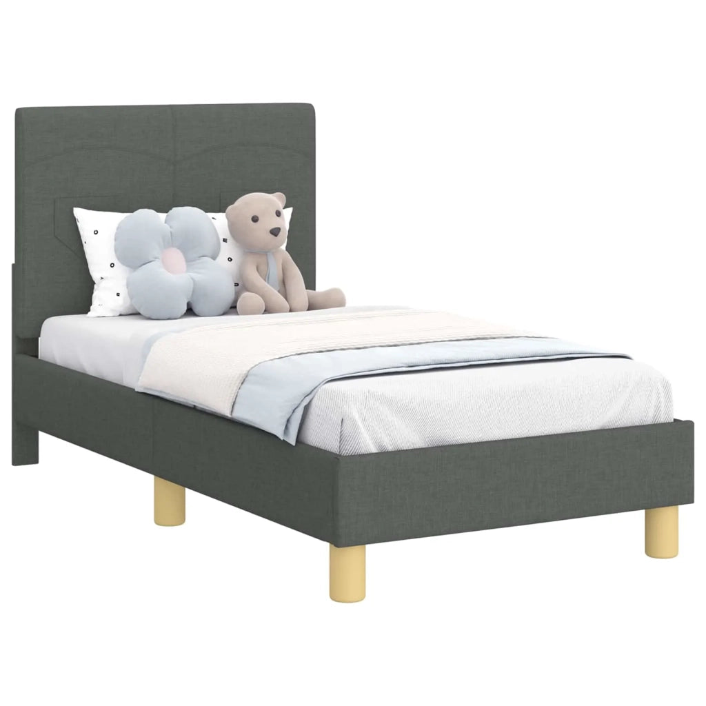 Struttura letto per bambini con testata Grigio scuro Tessuto