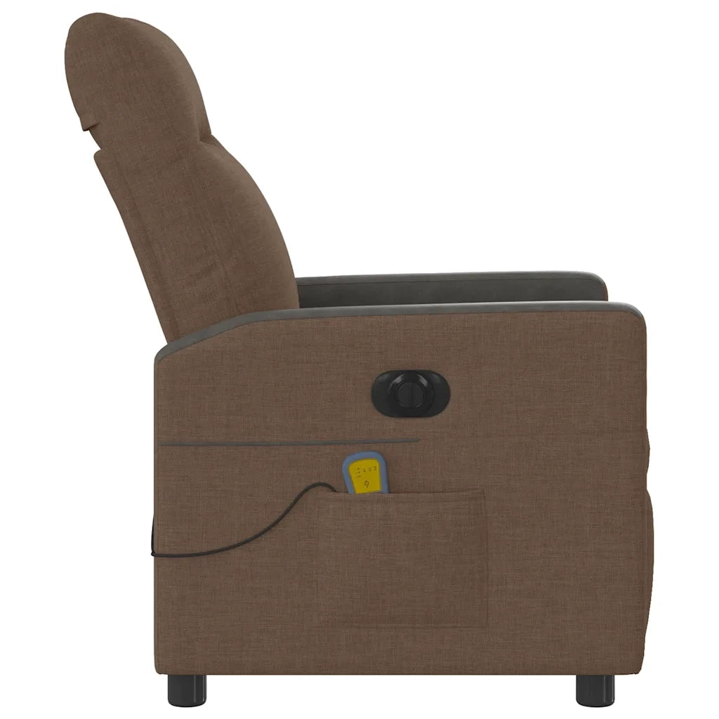 Poltrona Massaggiante | Sedia Relax Reclinabile Elettrica Marrone in Tessuto