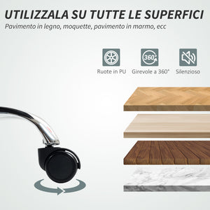 Sedia da Ufficio Reclinabile a 155° con Poggiapiedi Doppia Imbottitura e Rivestimento in Finta Pelle Nero