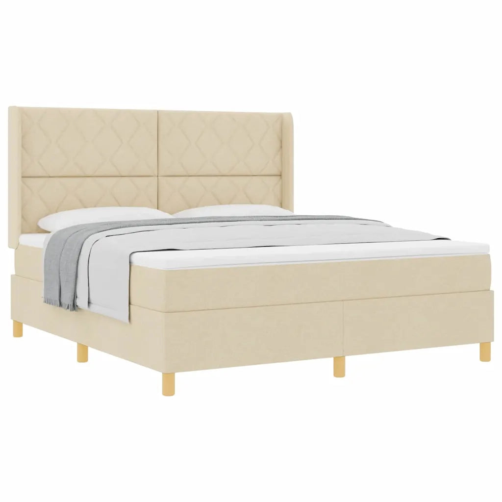 Letto a Molle con materasso Crema 180 x 200 cm Tessuto 3341915