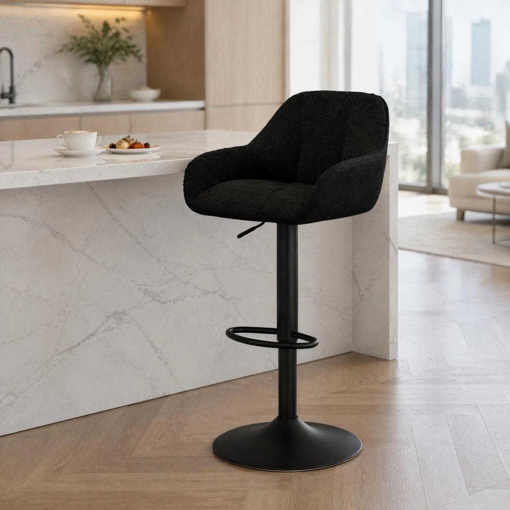 SGABELLO BAR REGOLABILE Girevole 52x(87-109)x50 cm Nero Set da 2 pezzi