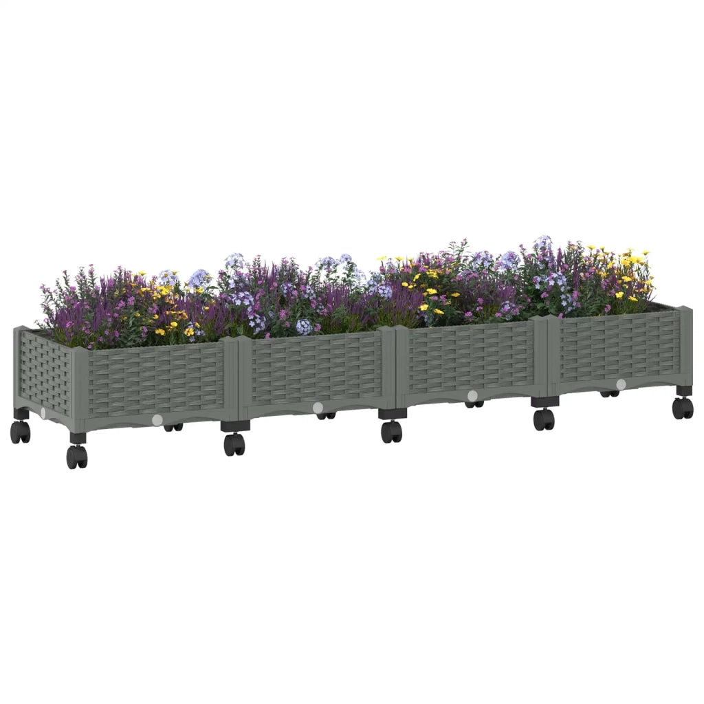 Vaso da Giardino con Ruote Grigio Chiaro 160 x 40 x 33 cm PP 3423131