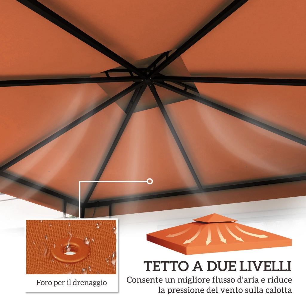 Copertura per Gazebo 3x3 m ¨C zephmum ¨C Poliestere, Rosso Ruggine