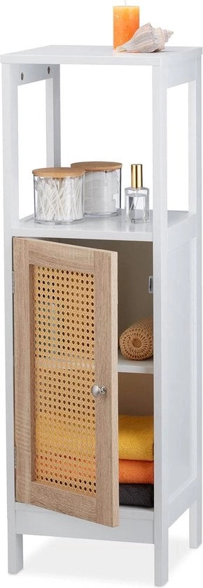 Armadio da bagno con 3 cassetti - 965x30x30 cm - look rattan - bianco/naturale armadi da bagno alta