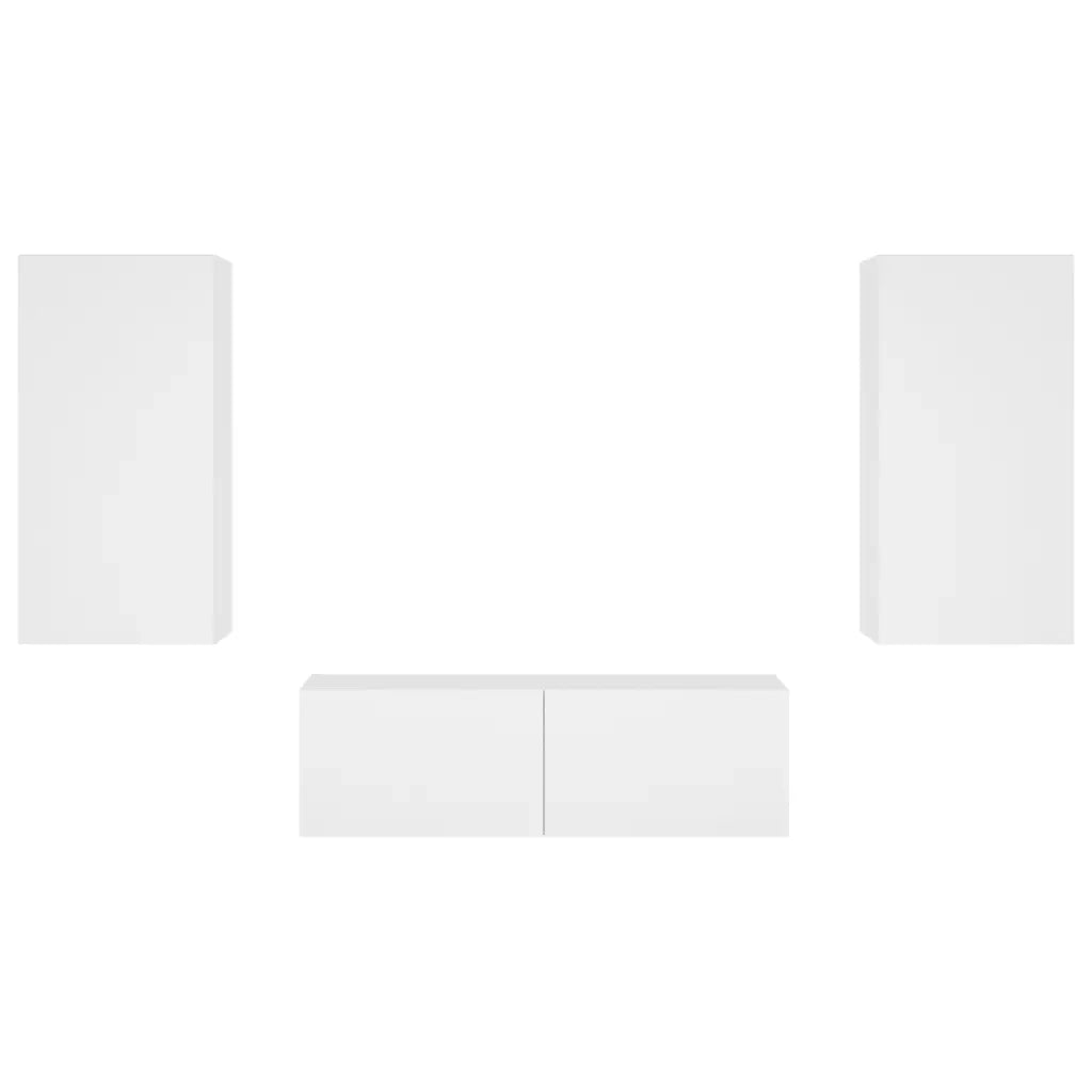 Mobili TV a Muro 3pz con Luci LED Bianchi 3216874