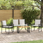 Set di Mobili da Esterno con cuscino 4 pcs Nero e Bianco Crema
