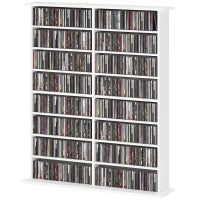 Mobile Libreria porta CD a 16 Ripiani dal Design Moderno in Legno, 106.5x24x126.3 cm, Bianco