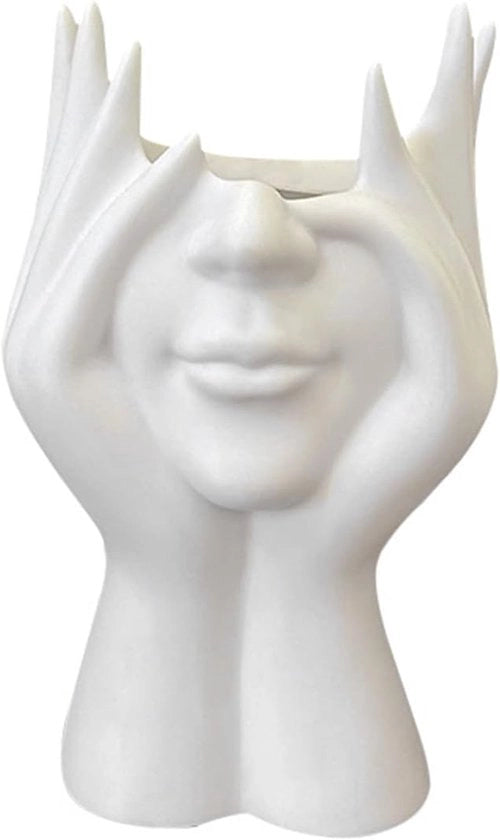 Vaso Floreale Moderno - Vaso per Capogiro d'Arte per Decorazione Interna - Vaso Leggero in Plastica Bianca