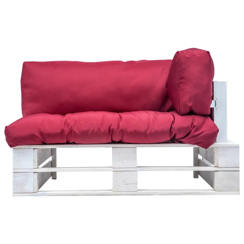 Divano da Giardino a Pallet con Cuscini Rossi in Legno Pino 277382
