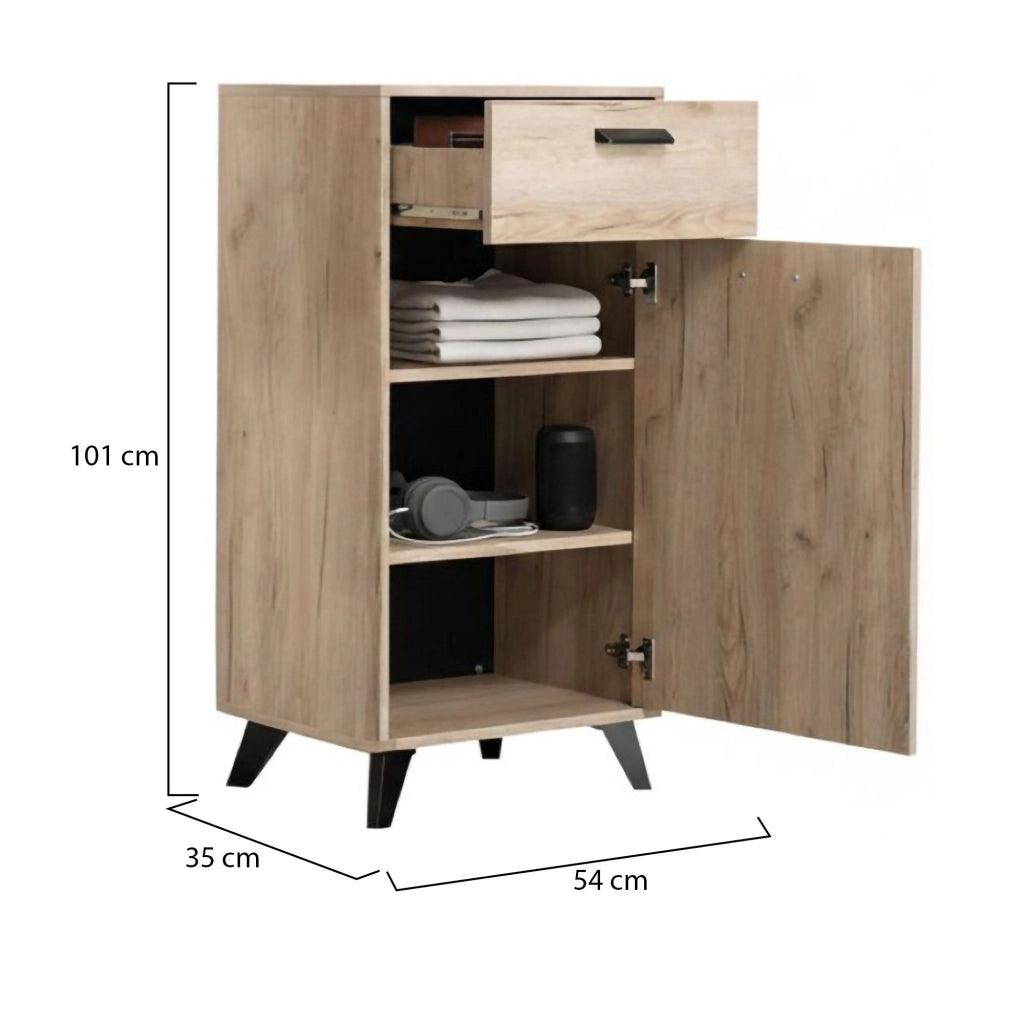 Sezzadio, Mobile da Ingresso un Cassetto, 53.5x35x100.5h cm Marrone Rovere