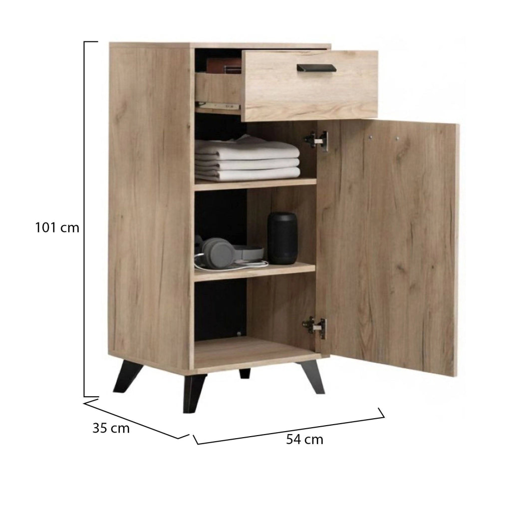 Sezzadio, Mobile da Ingresso un Cassetto, 53.5x35x100.5h cm Marrone Rovere