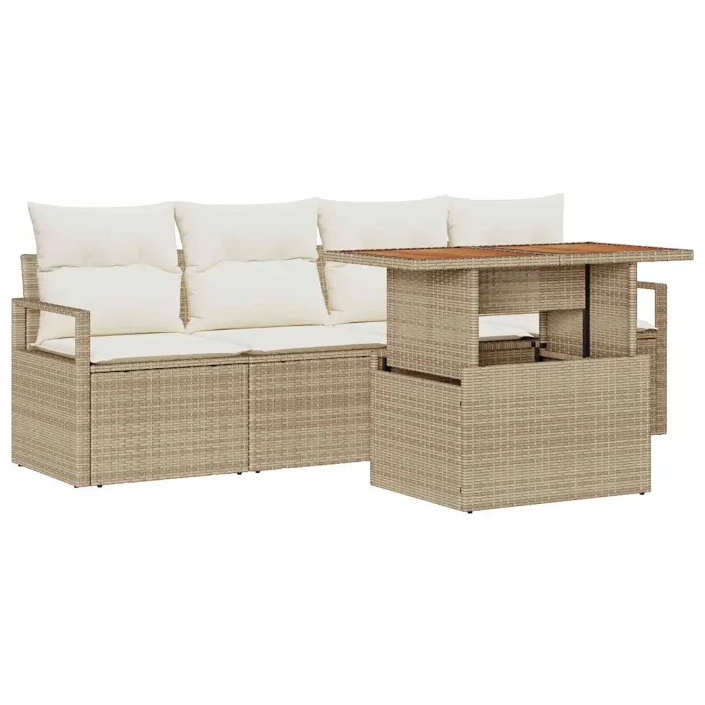 Set Divano da Giardino 5 pcs Beige Poly Rattan 3358381