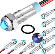 Indicatore Acqua-Resistente a 10x LED - Scatola in Metallo - 12V-24V - IP65 - 6mm Porta di Montaggio - Lampada Indicatrice
