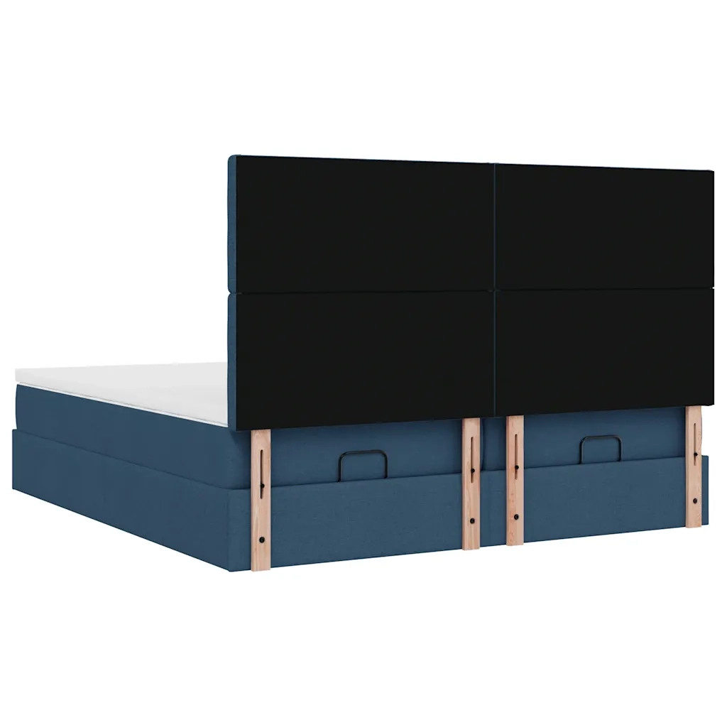 Struttura Letto Pouf con Materassi Blu 200x200 cm in Tessuto 3314596