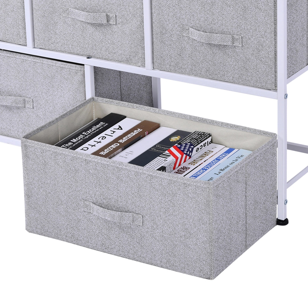 Cassettiera con 5 Cassetti ¨C Zephmum ¨C Grigio Bianco Legno Acciaio 100x30x54
