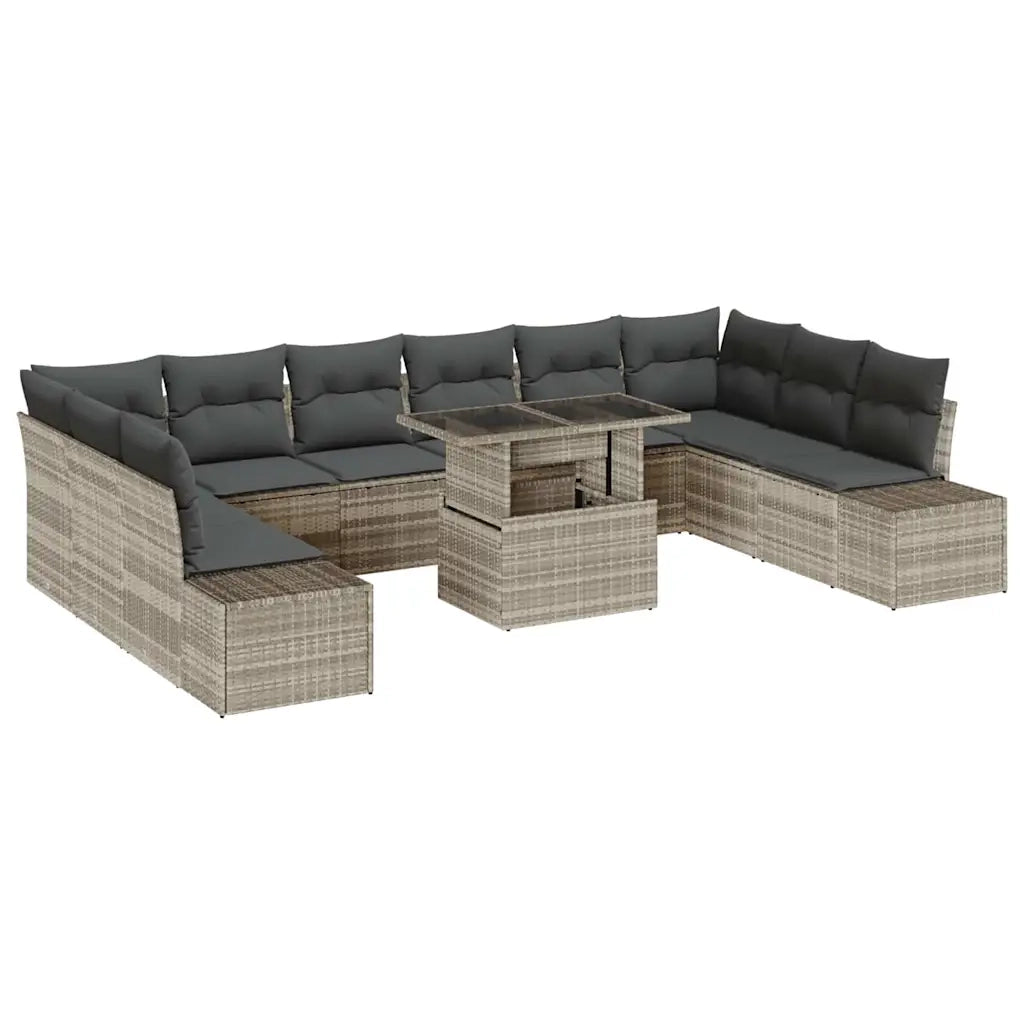 Set Divano da Giardino con cuscino 11 pcs Grigio chiaro 3349258