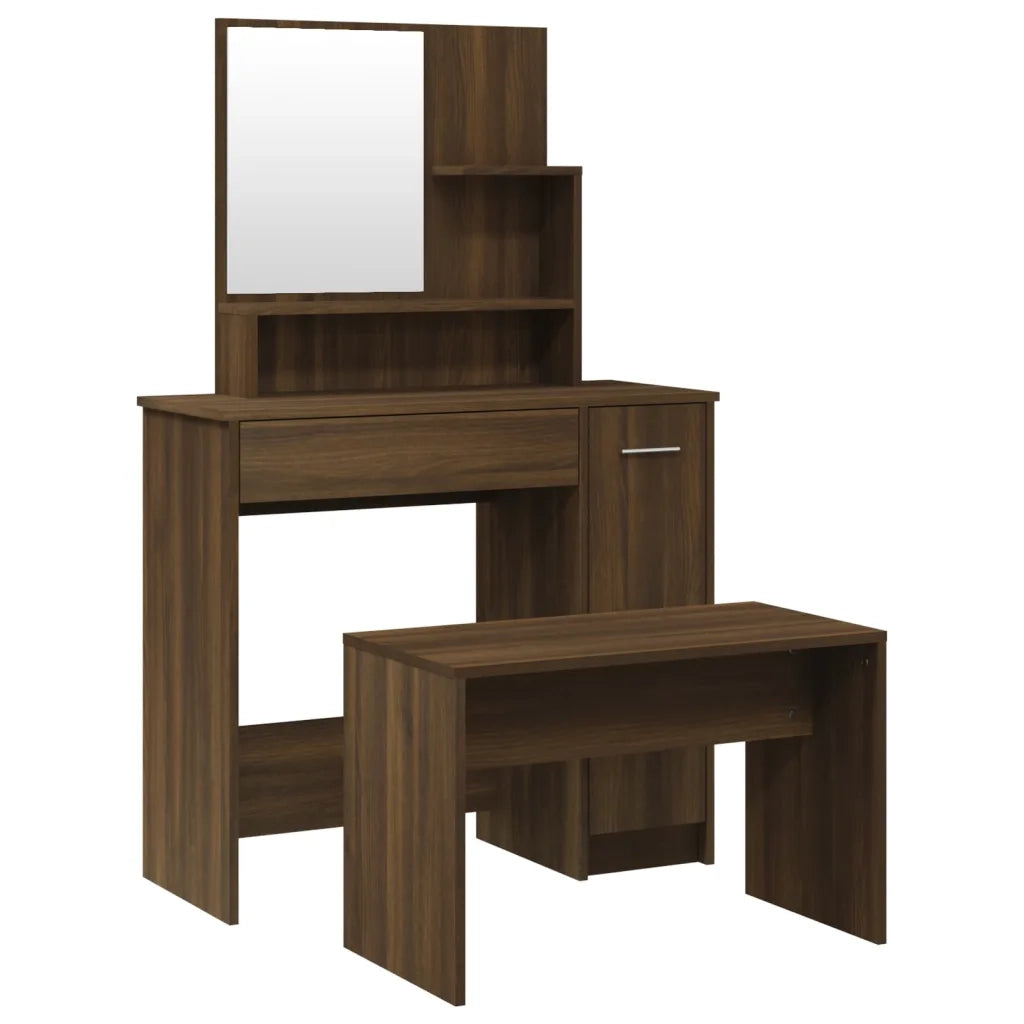 Set Tavolo da Toeletta Rovere Marrone 86,5x35x136 cm 3114154