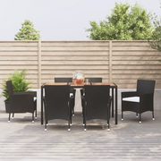 Set da Pranzo da Giardino 7 pz Nero con Cuscini in Polyrattan 3187391
