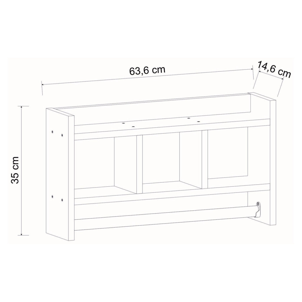 Cortale, Mensola 4 Ripiani, 64x15x35h cm Bianco