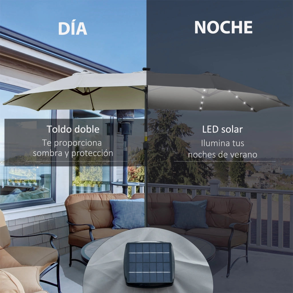 Ombrellone da giardino con luci LED ¨C Minimal ¨C 450x265x240 cm grigio chiaro