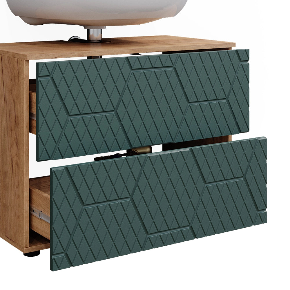 Vicco Set mobili bagno Quercia verde/oro 2 parti, base 80 cm